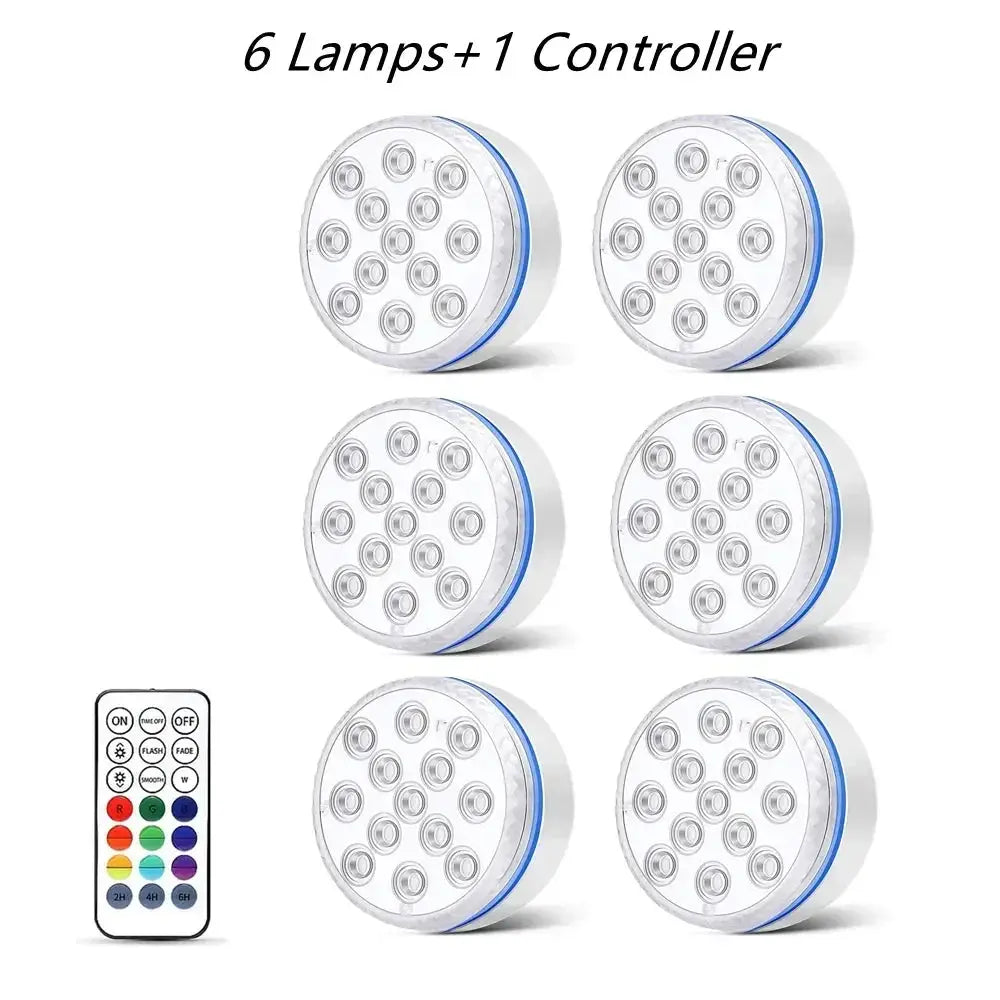 Updated Submersible 13LED Underwater Light with Remote Control Underwater Pool Light IP68 Bright Lamp RGB for Pond/Pool/Aquarium from PriceLows™