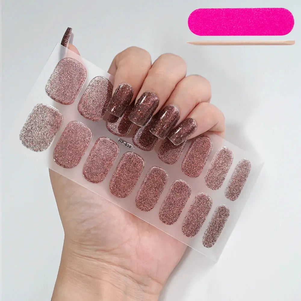 Semi Cured Wraps Fast Gel Nail Sticker Soild Nail Gel Wraps Adhesive Full Cover Gel Nail Decal UV Lamp Cured Manicure Decoration from PriceLows™