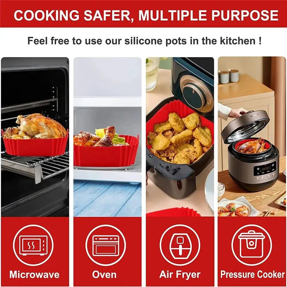 Air Fryer Pan Liner | Reusable Silicone | Food Grade Nonstick | One Size