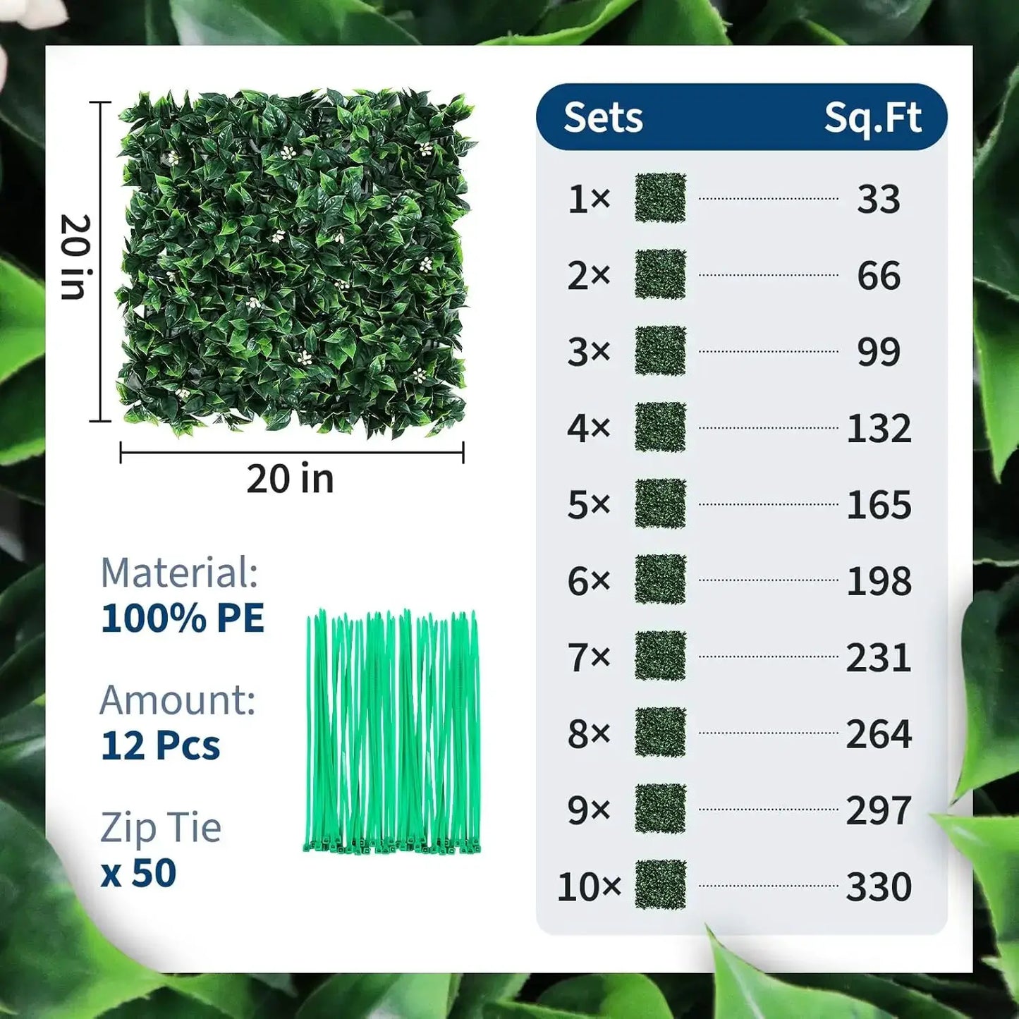12Pcs Artificial Grass Wall Panels 20"x20",Hedge Fence Screen,Fake Greenery Backdrop for Indoor Outdoor Garden Fence Backyard from PriceLows™