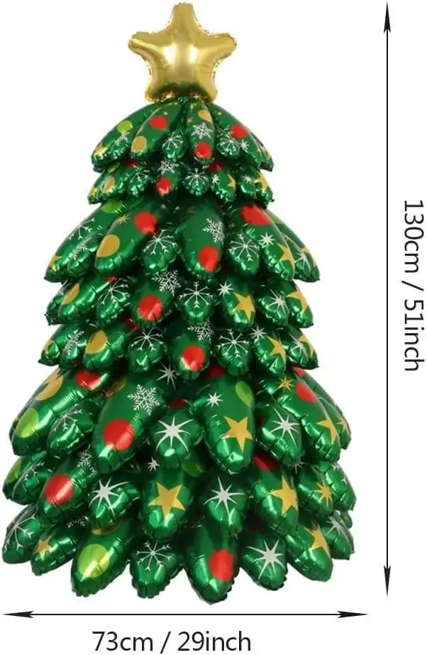 Christmas Tree Balloon | 51 x 29 Inches | Self Standing Santa Topper