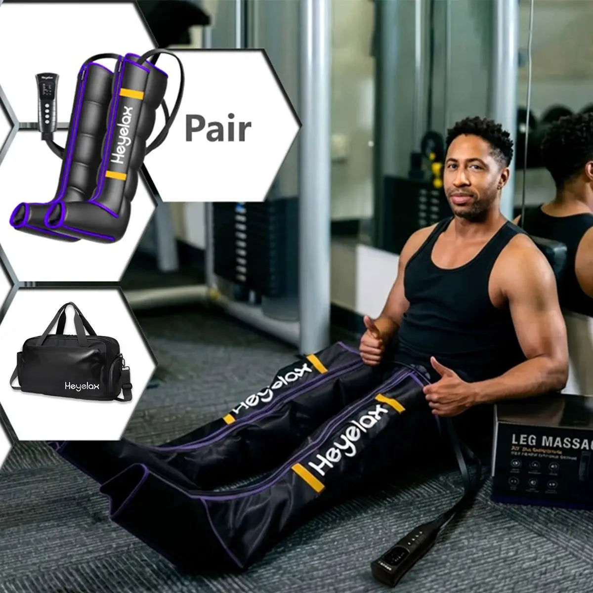 Full Leg Air Compression Massager | 6 Modes | 6 Intensities | Sizes S M L