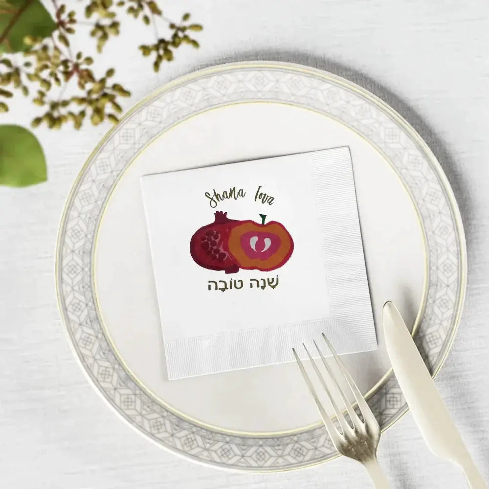 Cocktail Napkins | Rosh Hashanah Theme | Premium Cloth | 40 Pack