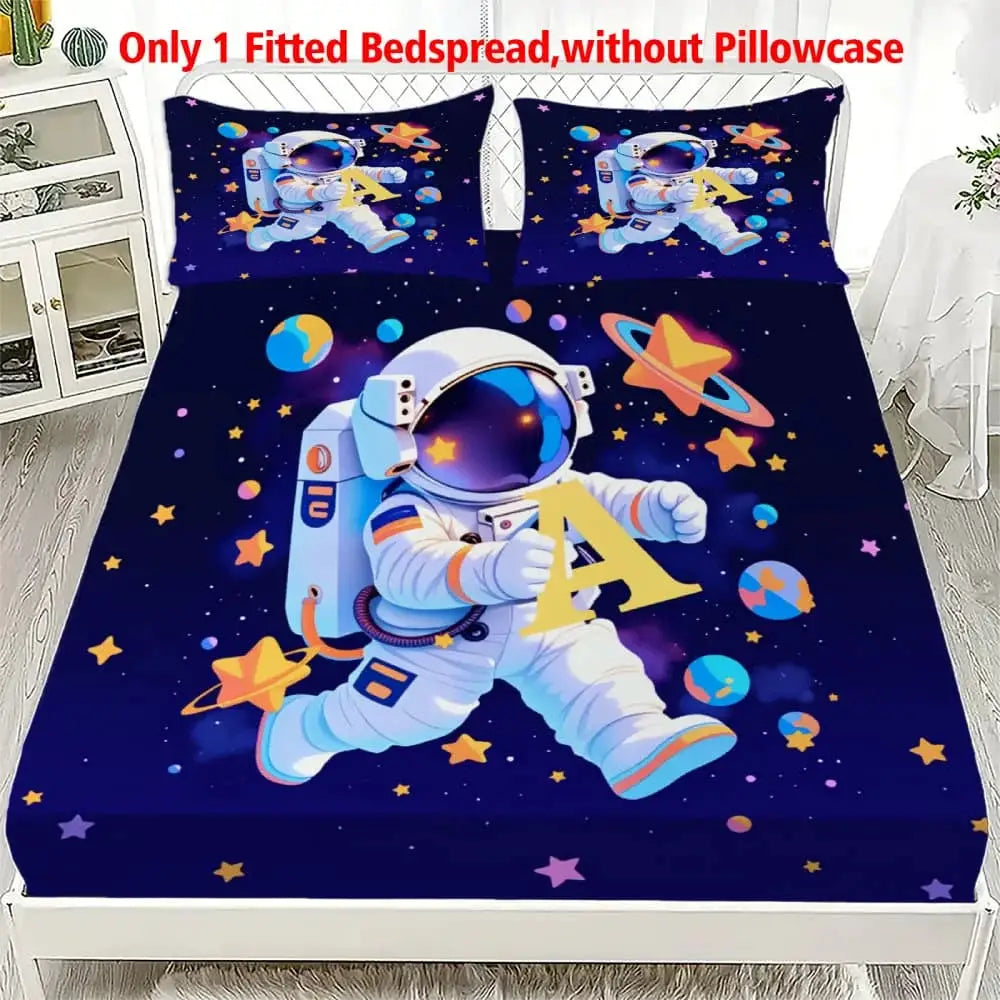 1pc Cartoon Astronaut Print Fitted Sheet Deep Pocket Elastic Mattress Cover Single Double Queen King Bedroom Decor from PriceLows™
