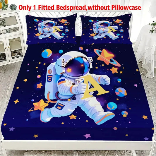 1pc Cartoon Astronaut Print Fitted Sheet Deep Pocket Elastic Mattress Cover Single Double Queen King Bedroom Decor from PriceLows™