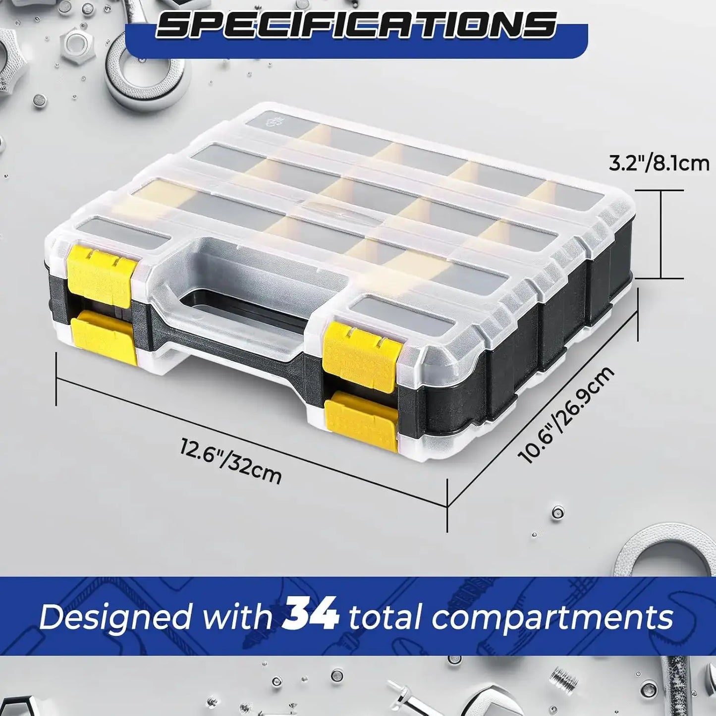 2 Pack Small Parts Organizer, 34-Compartment Double-Sided Tool Box with Removable Dividers for Hardware, Screws, Bolts, Nails & from PriceLows™