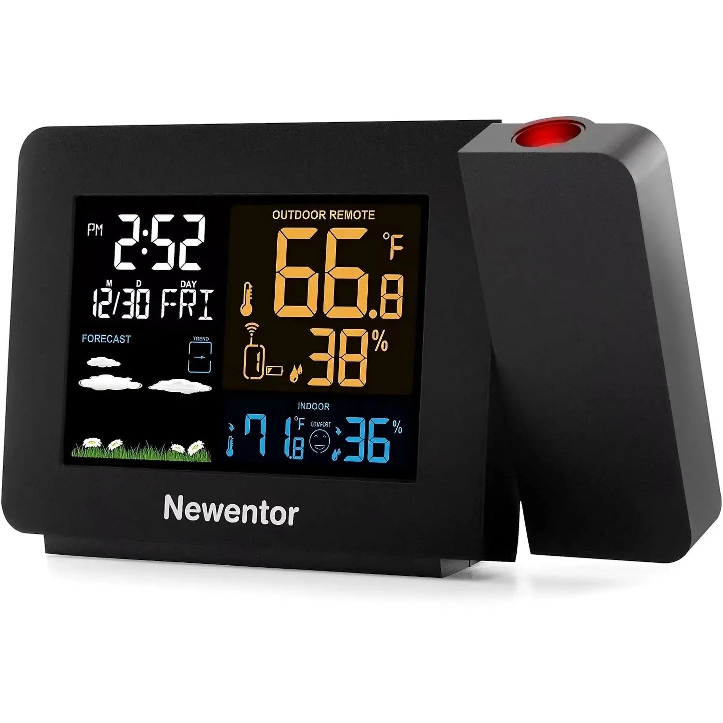 Projection Alarm Clock with Weather Station, Atomic Clock with Indoor Outdoor Thermometer & Humidity Monitor, WWVB Digital from PriceLows™