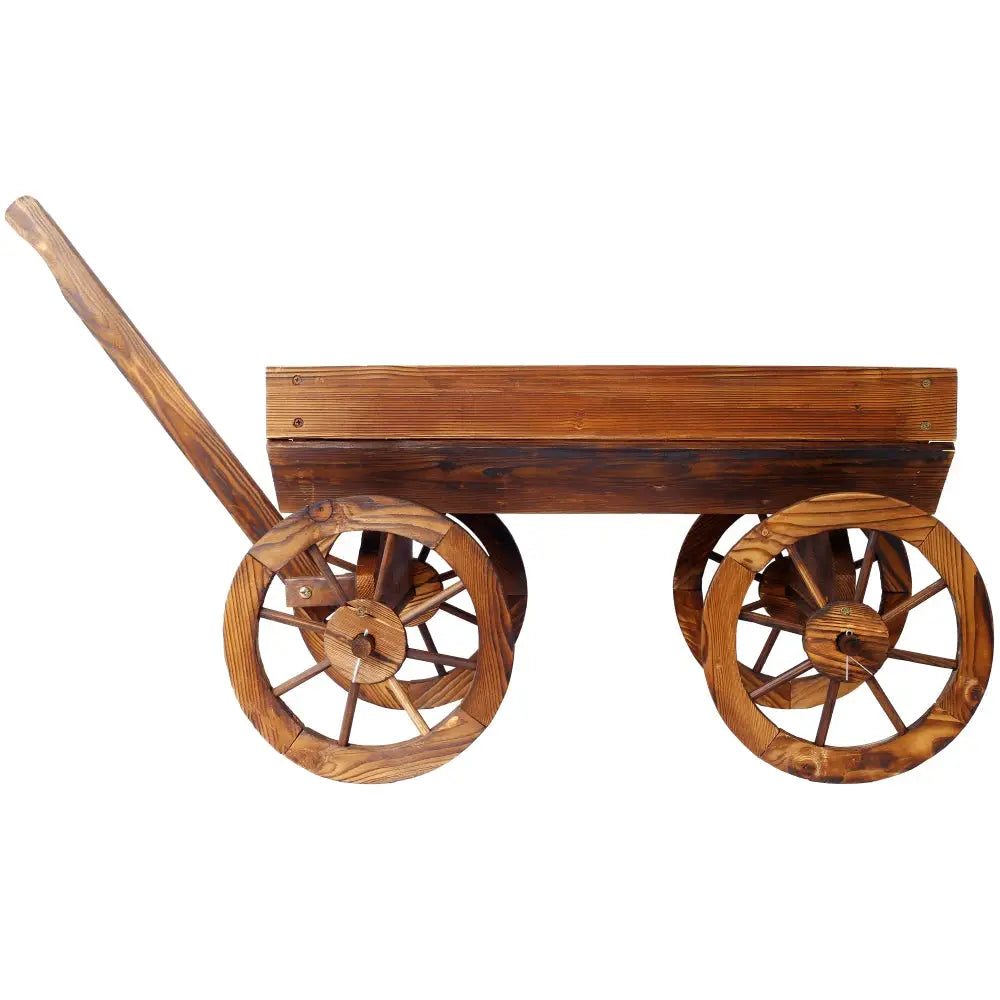 Wood Wagon Flower Planter Pot Stand W/Wheels Home Garden Outdoor Decor from PriceLows™