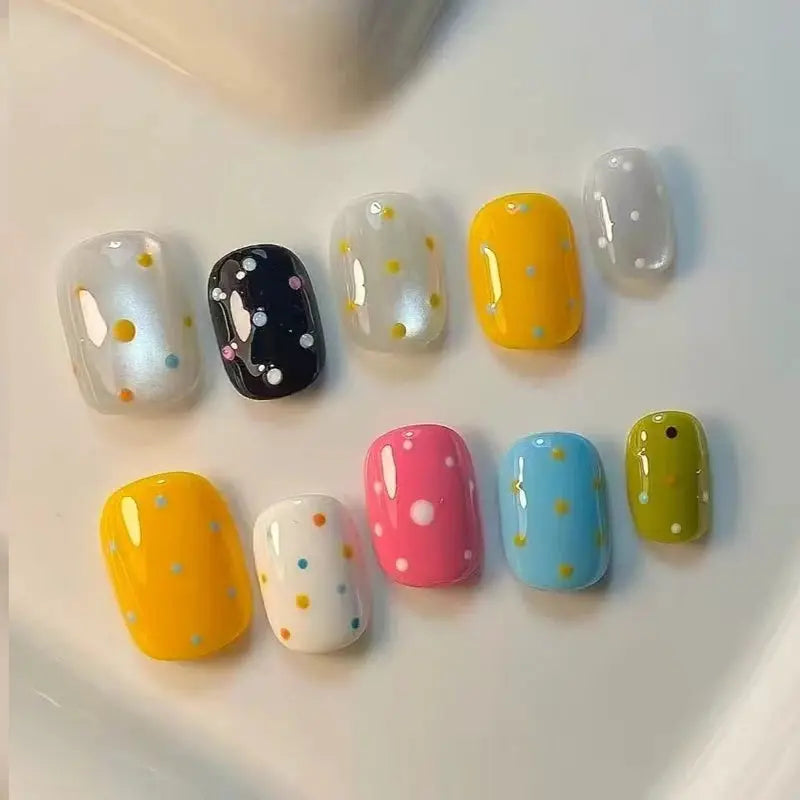 Press On Nails | Short Oval Design | ABS Material | 10 Piece Set Size M