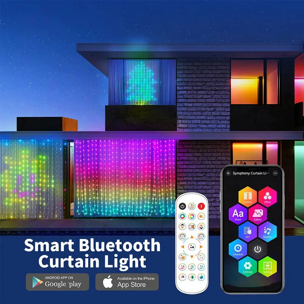 RGBIC Smart Curtain Led String Light 400 Leds Outdoor DIY Lights Pattern App Remote Control WS2812B Display Garland Decoration from PriceLows™
