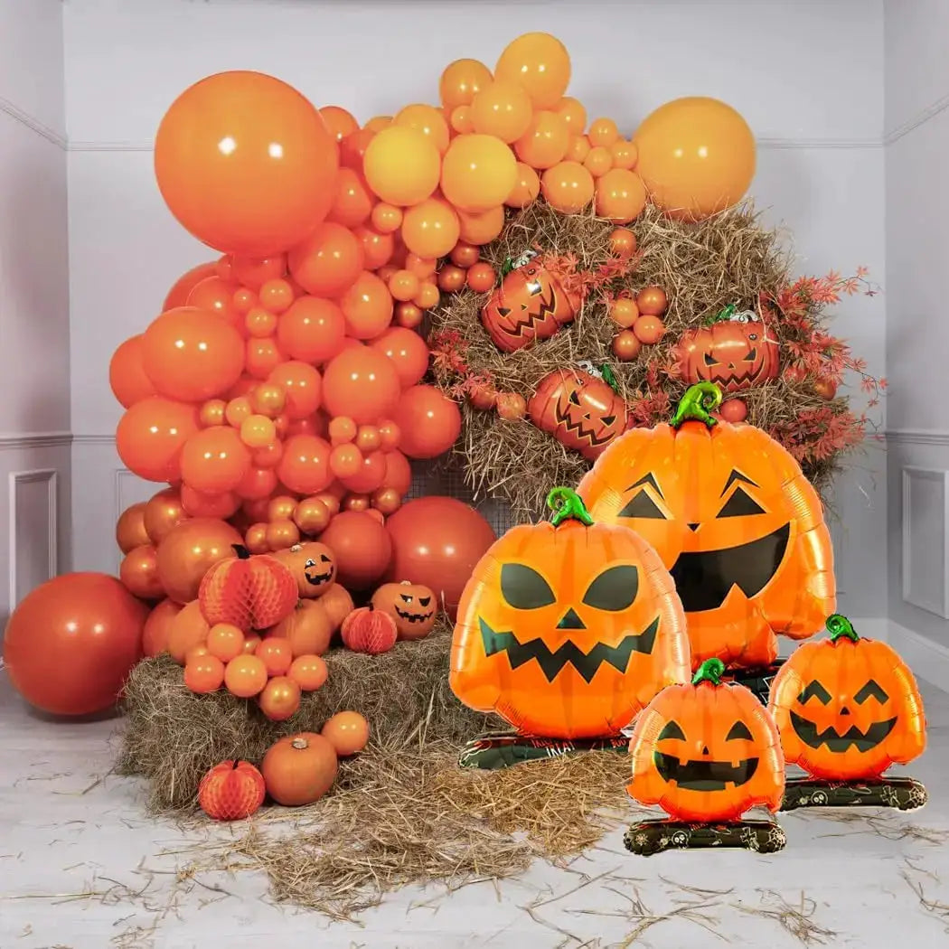 Halloween Pumpkin Balloons | Set Of 4 | Jack O Lantern | 1.6 To 3.3 Ft