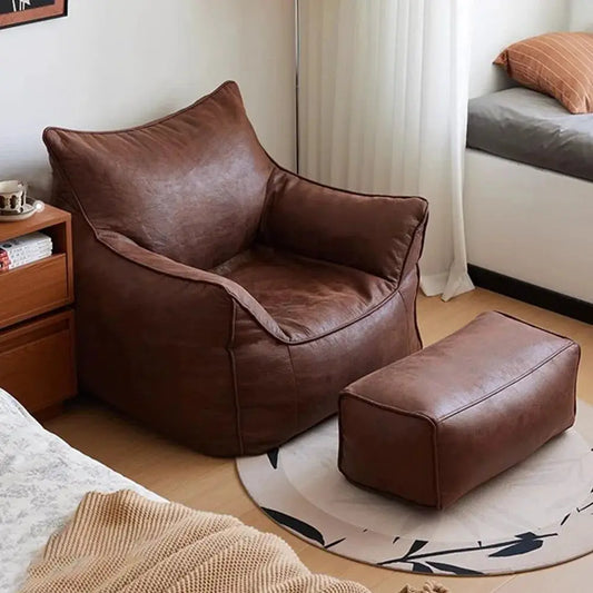 Bean Bag Sofa | Synthetic Leather | Footrest Included | Single from PriceLows™