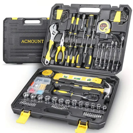 108 Pcs Home Tool Kit DIY Household Repair Maintenance AC Mount Tool Set Wrench Pliers Screwdrivers Hammer Etc from PriceLows™
