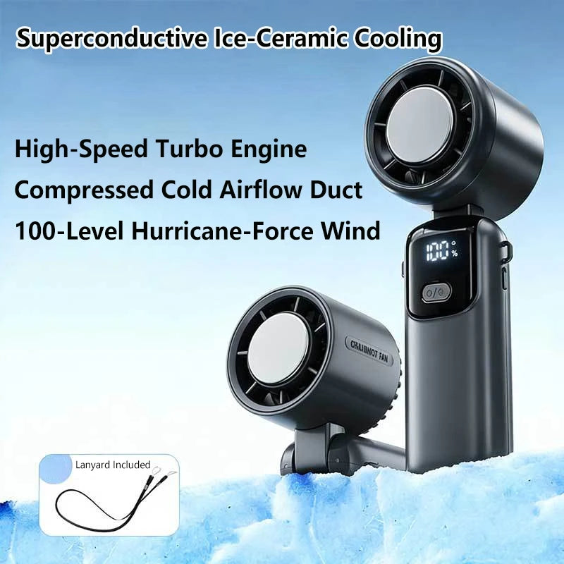 Lenovo Portable Fan | 100 Speed Levels | Foldable Design | One Size