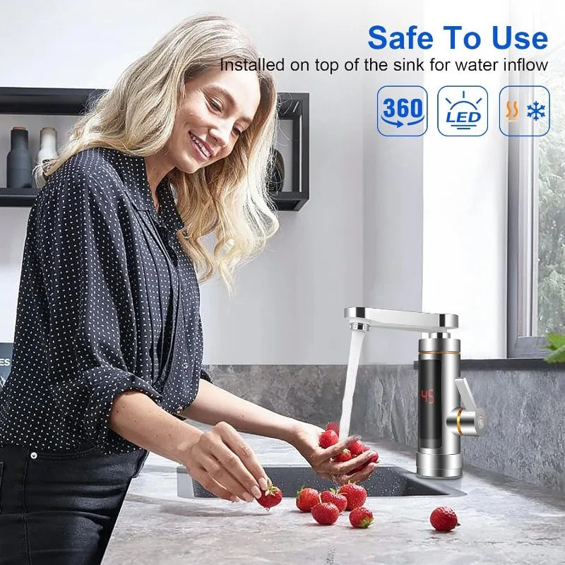 Electric Hot Water Tap | 3000W | LCD Display | 360 Degree Mixer
