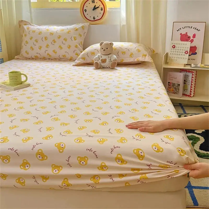 Cartoon Dinosaurs Fitted Sheet 1Pc Kawaii Mattress Cover Wild Animal Flower Leaf Bedding Set for Boys Girls Adult No Pillowcases from PriceLows™