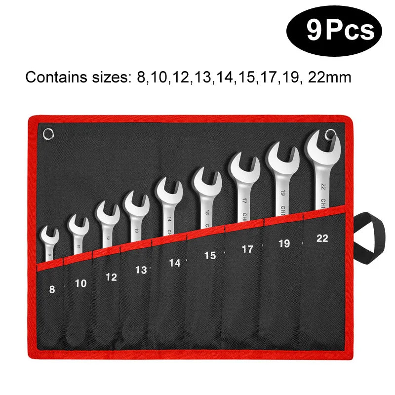 Ratcheting Combination Wrench Set Metric Flexible Head Spanner Set Chrome Vanadium Steel CR-V Flex-Head Ratchet Wrench Set from PriceLows™