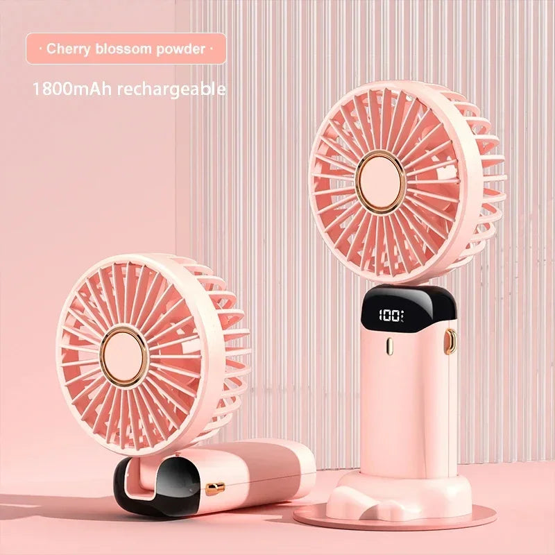 Portable Handheld Mini Fan | 5 Speed | USB Rechargeable | Phone Stand N15