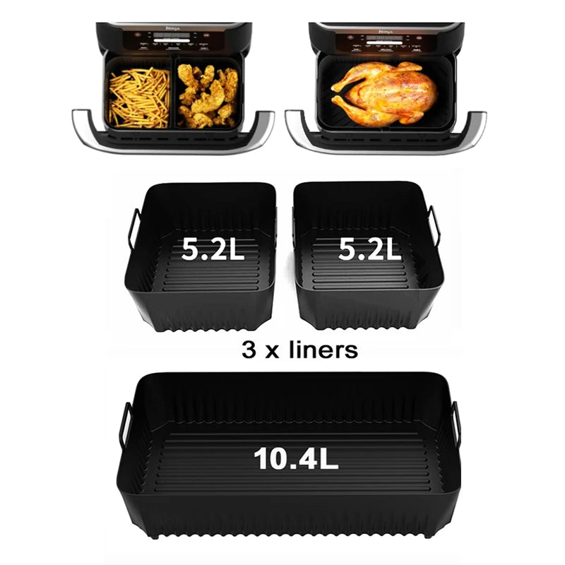 Air Fryer Silicone Liners | Rectangle 3.5 Qt | Ninja DZ071 AF500UK Compatible