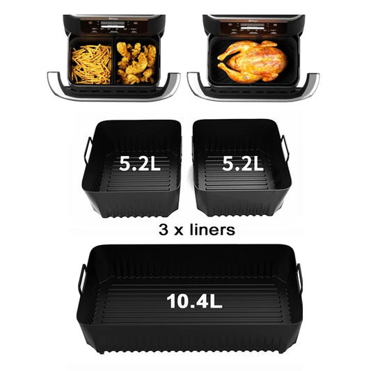 Air Fryer Silicone Liners | Rectangle 3.5 Qt | Ninja DZ071 AF500UK Compatible