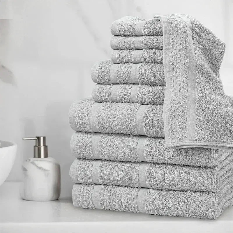 10 Piece Towel Set with Upgraded Softness & Durability, Grey from PriceLows™