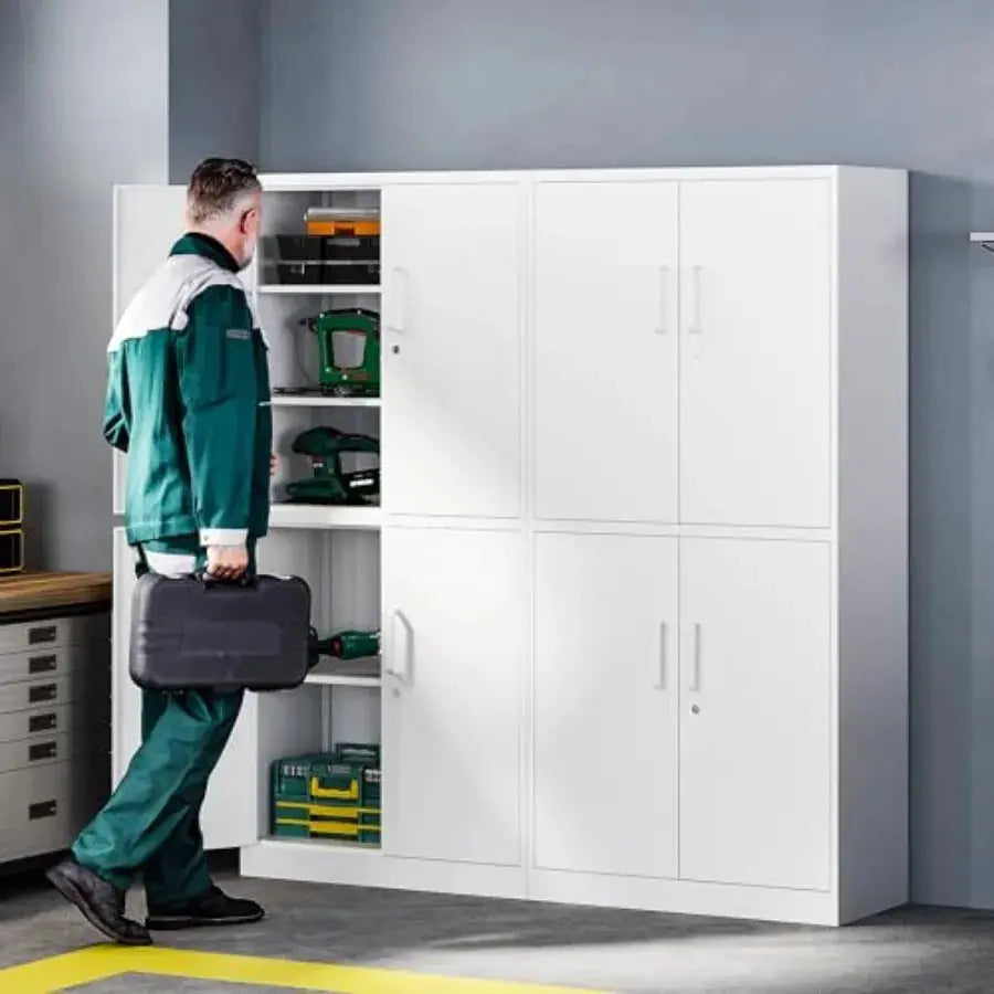 Metal Storage Cabinet with Lock Door, Adjustable Shelf Steel Cabinets for Office, Home, Pantry, Kitchen, Garage Utility Cabinet from PriceLows™