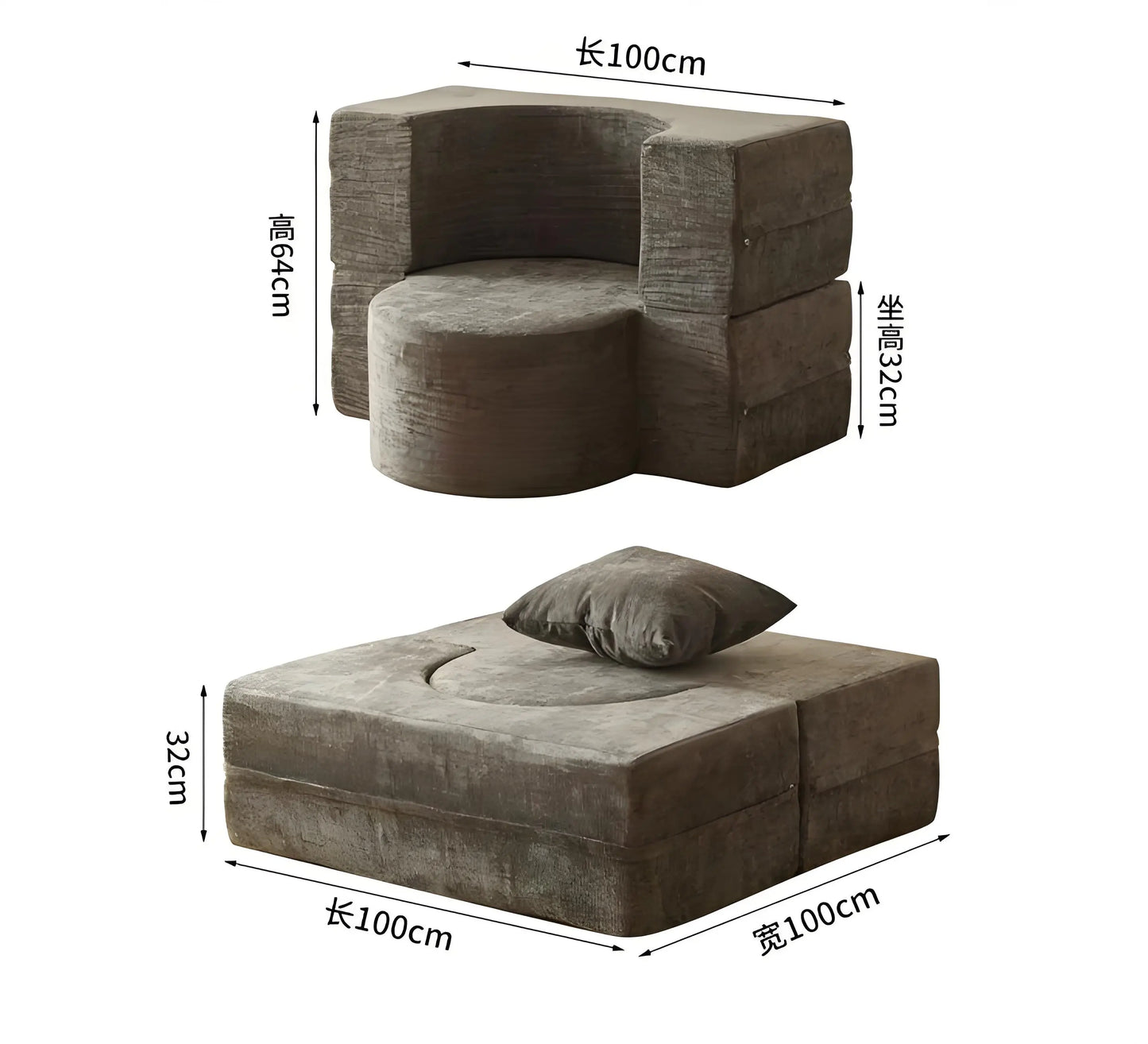 Sofa Bed | Velvet Fabric | Modular Convertible | 2 Seater