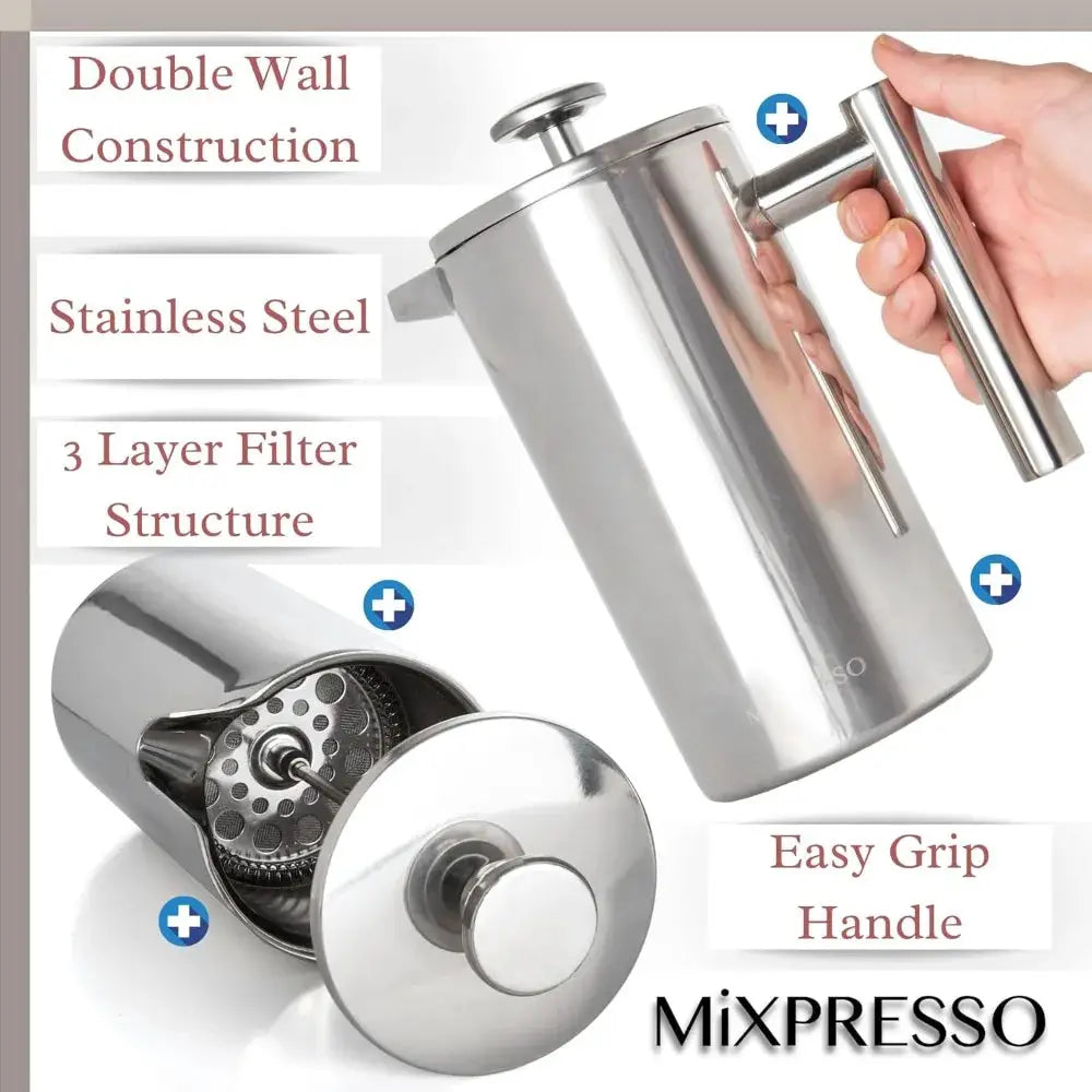 French Press Coffee Maker Stainless Steel Coffee Pot Double Wall Insulated French Press Pot Easy Clean Durable Coffee Tea Brewer from PriceLows™