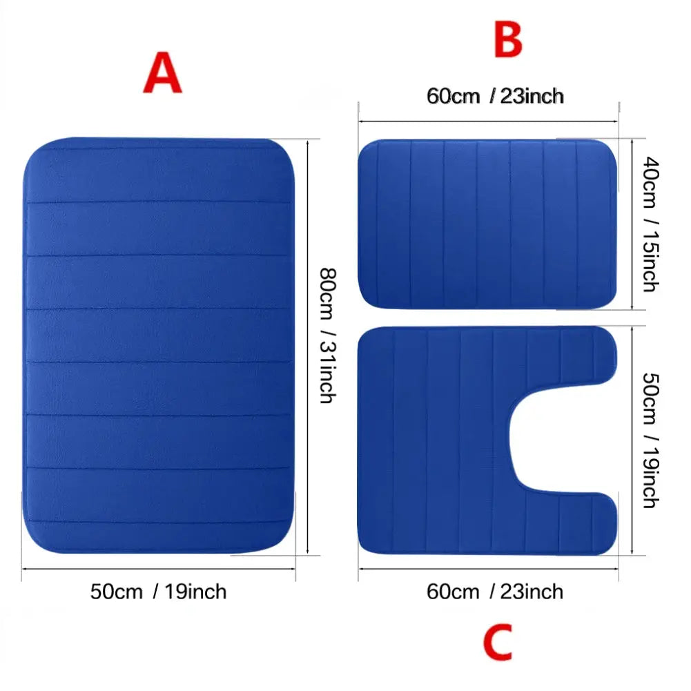 1/2/3pc Set Memory Foam Bath Mat Bathroom Anti-skid Carpet Quick Water Absorption Machine Washable Soft Comfortable Floor Rug from PriceLows™