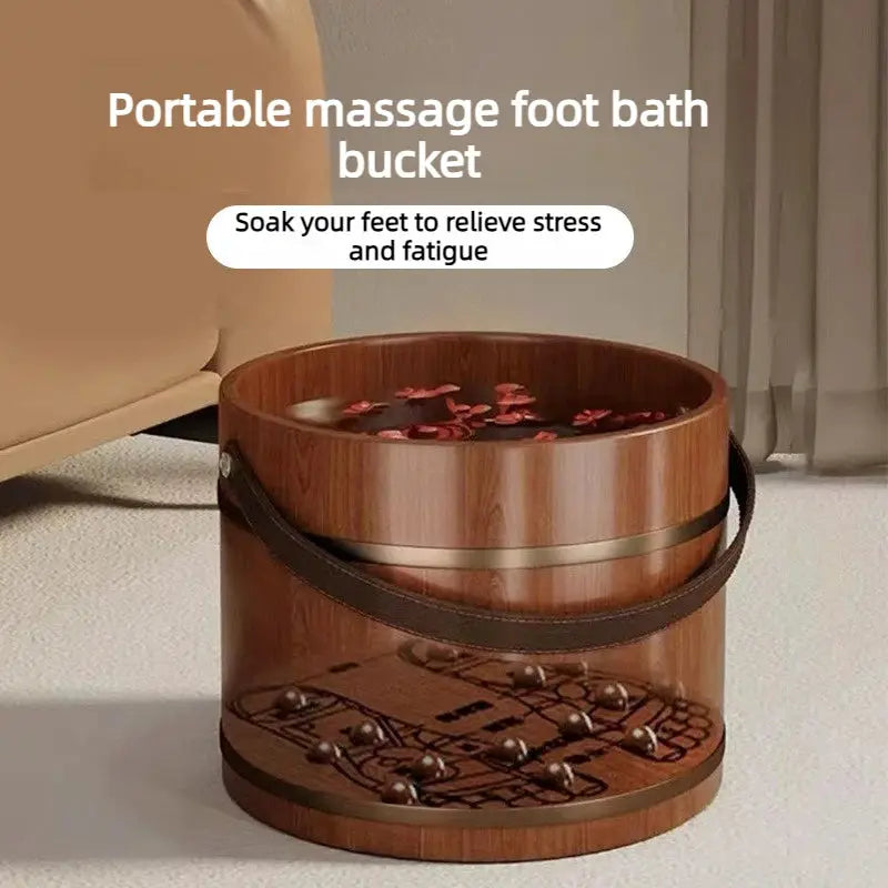 Wooden Massage Foot Bath Barrel With Handle For Soaking