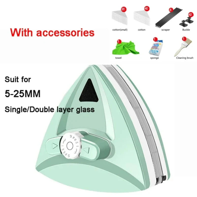 Magnetic Window Cleaner | Auto Water Discharge | Dual Layer Wiper | Home Use