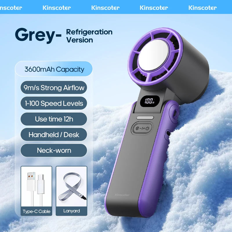 Handheld Fan | 3600mAh Battery | Foldable Portable | 100 Speed Levels