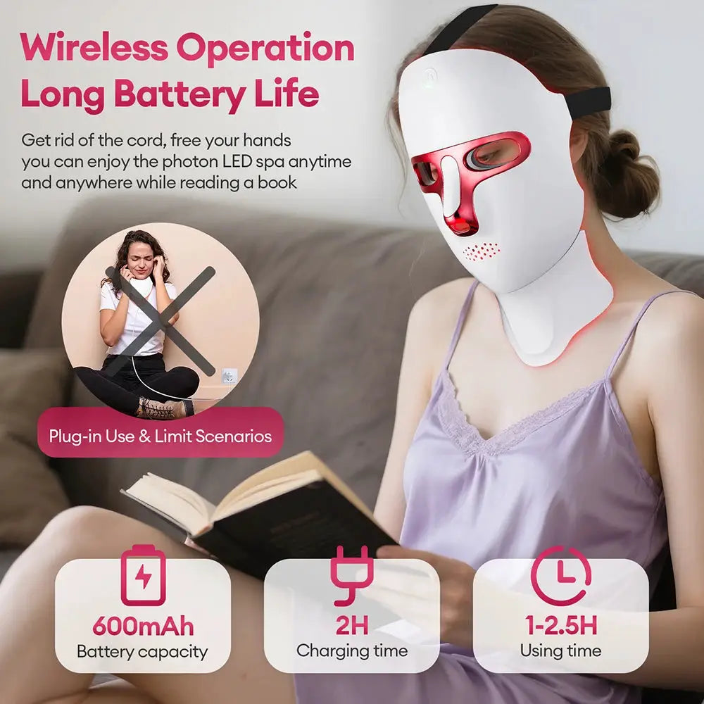 LED Face Mask | 7 Colors Light Therapy | Rechargeable Unit