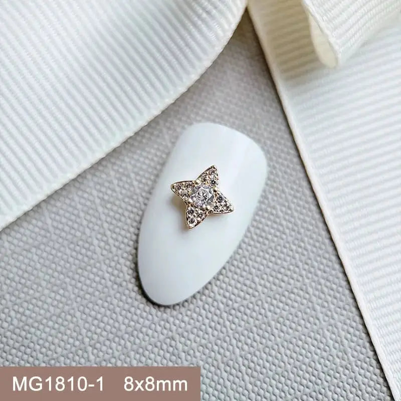 10pcs/lot Luxury Flower Love Heart Zircon Metal Nails Jewelry Material Decorations Nail Art Accessories Charms Parts Supplies from PriceLows™