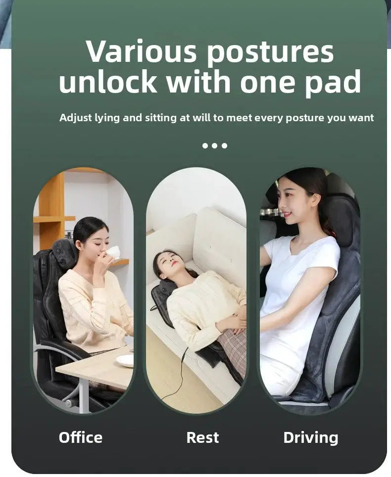 Massage Seat Cushion | 9 Point Kneading | Infrared Heat | Airback Support