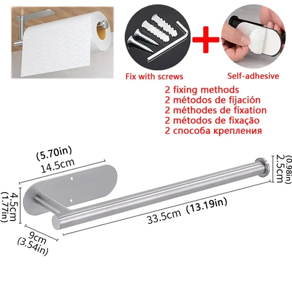Kitchen Paper Towel Holder Adhesive Tissue Hanger Toilet Roll Paper Dispenser Cabinet Storage Napkin Rack Bathroom Accessories from PriceLows™