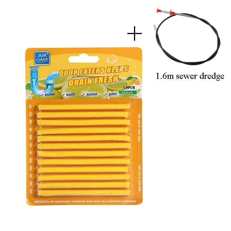 Drain Cleaner Sticks | Effective Clog Removal | Odor Neutralizer | 12 Count