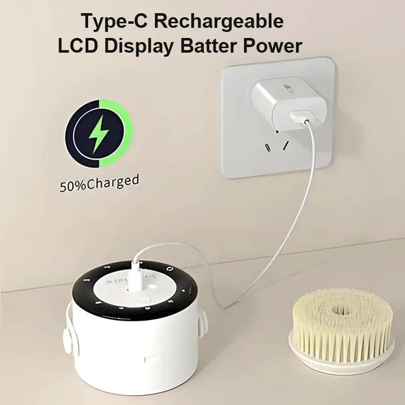 Electric Shower Cleaning Brush | 5 Heads | 3 Gears Spinning