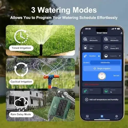 Smart WiFi Solar Sprinkler Timer – App & Voice Control, Rechargeable, Rain Delay, Auto/Manual Watering – Outdoor Garden Irrigati from PriceLows™