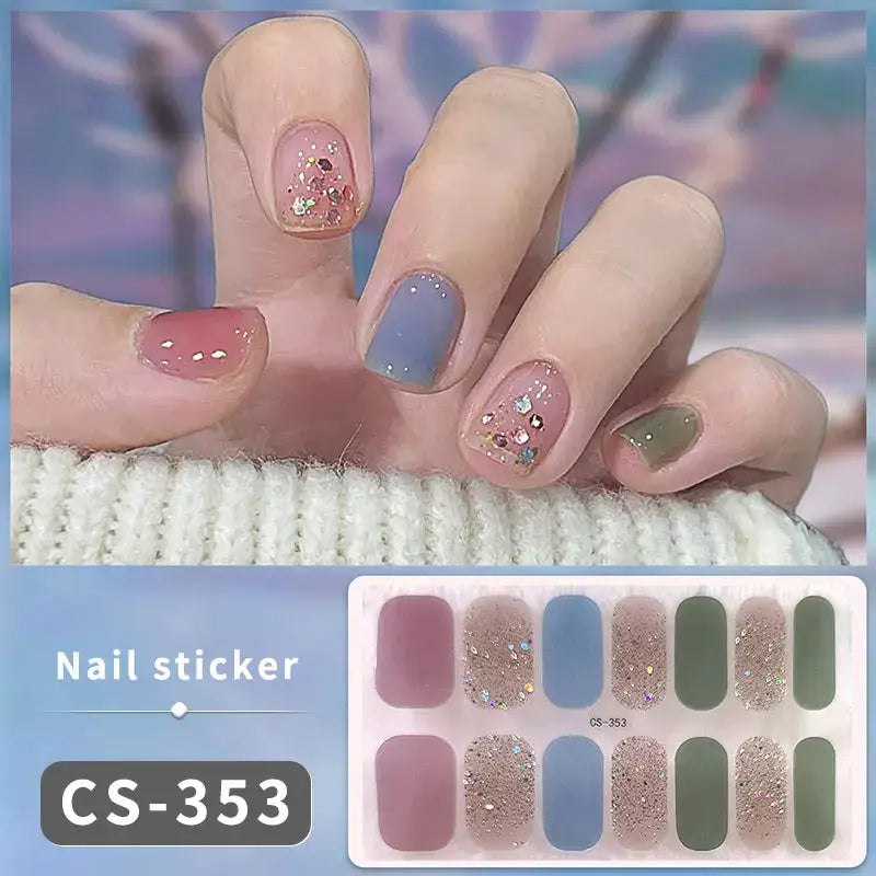 14/16Tips Full Cover Gradient Nail Stickers Multi Color Self Adhesive Slider No Need UV Lamp Cured Press ON Nail Decal from PriceLows™
