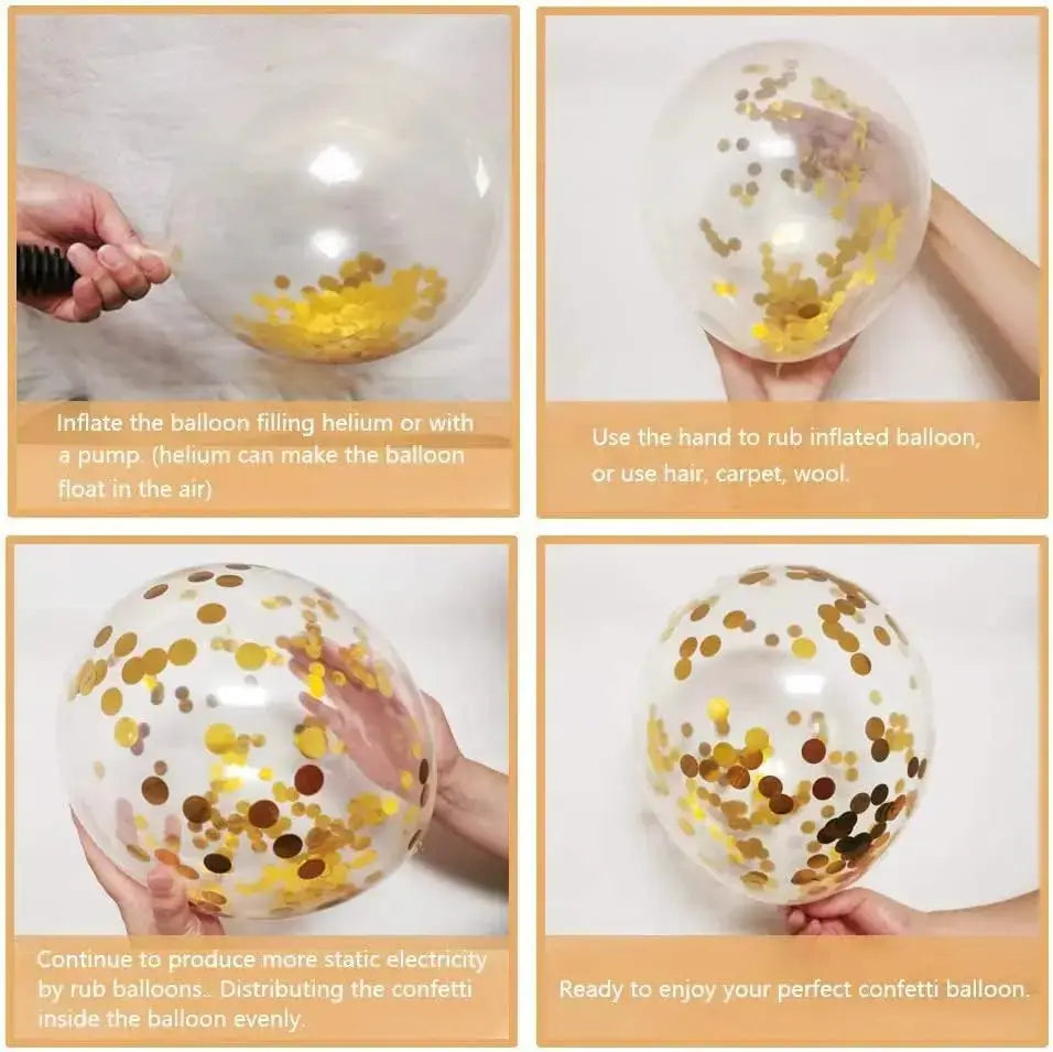 Latex Round Balloons | White And Gold Color | 12 Inch Size | 50 Pack Set