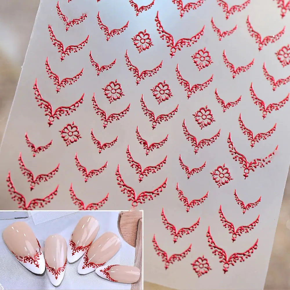 5D Embossed Emerald Gemstones Nail Art Stickers Luxury Golden Frame Baroque Flower Nail Decals Green Rhinestones Nail Supplies from PriceLows™