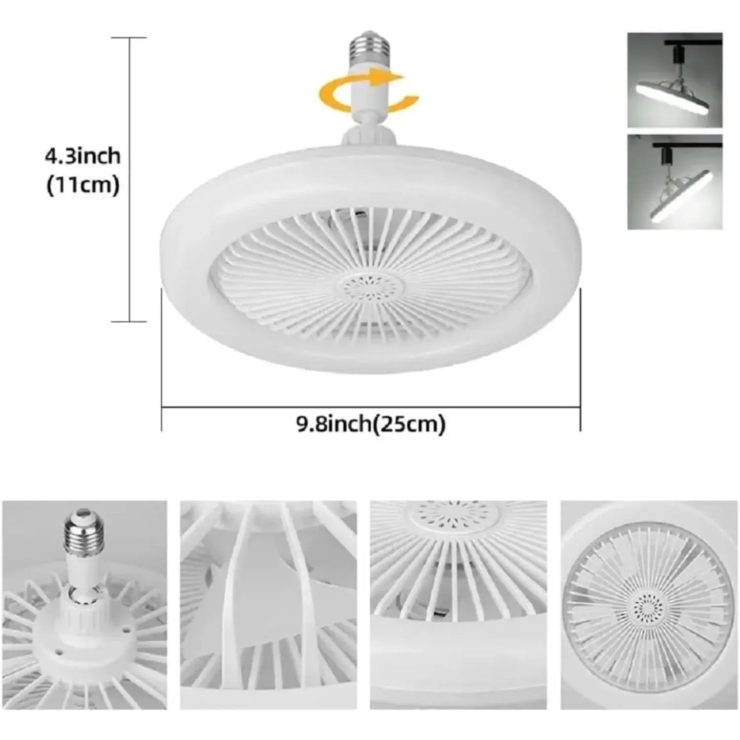 Ceiling Fan Light | E27 Socket | Remote Control | White