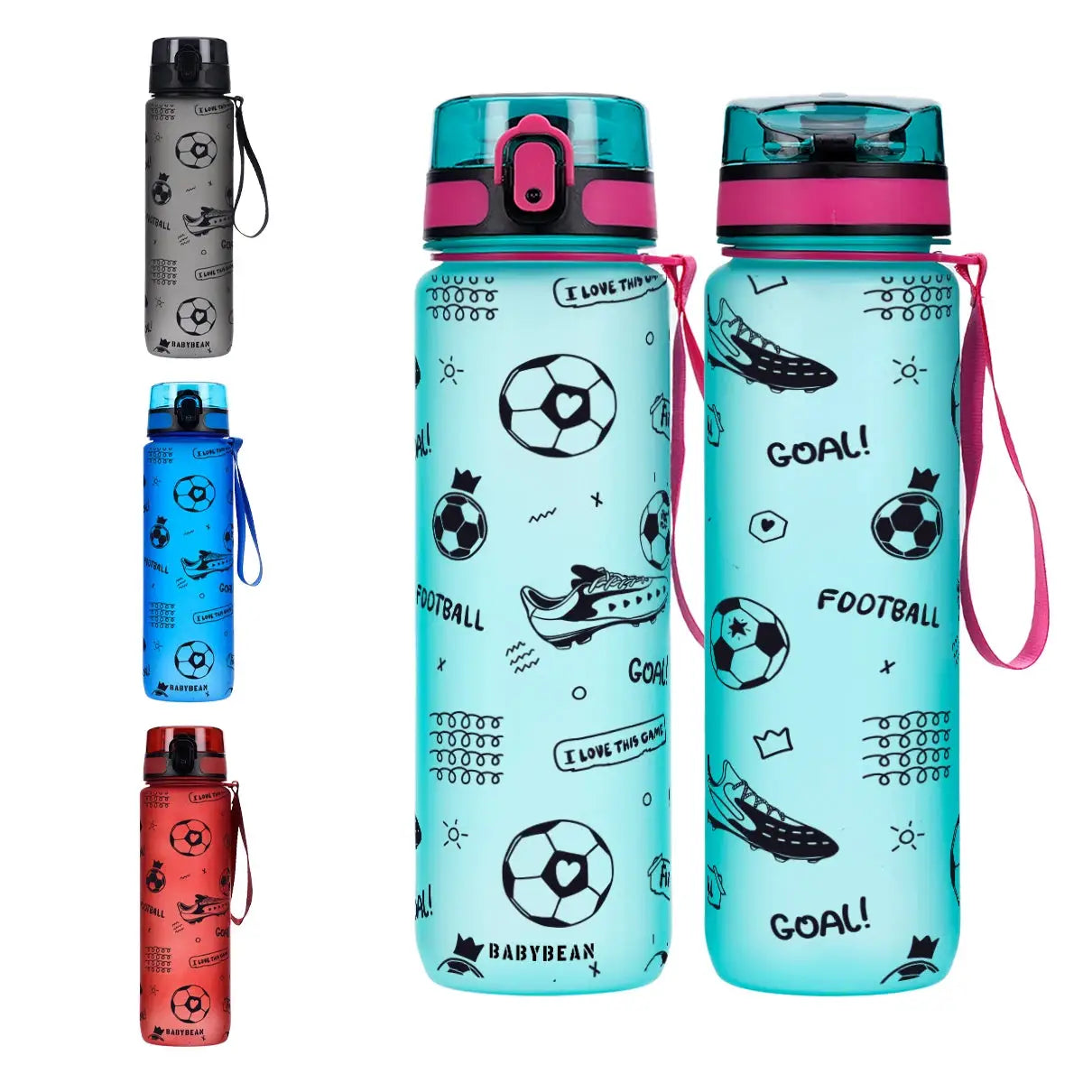 750ml Football Print Sports Water Bottle Flip Top Leakproof Portable Lanyard Water Cup For Kids Student Gym Outdoor Soccer Fans from PriceLows™