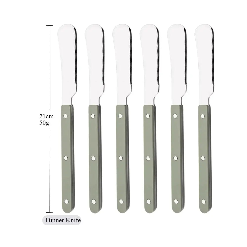 6/30Pcs Beige Silver Acrylic Handle Dinnerware Knife Fork Spoon Set Stainless Steels Cutlery Set Western Home Kitchen Flatware from PriceLows™