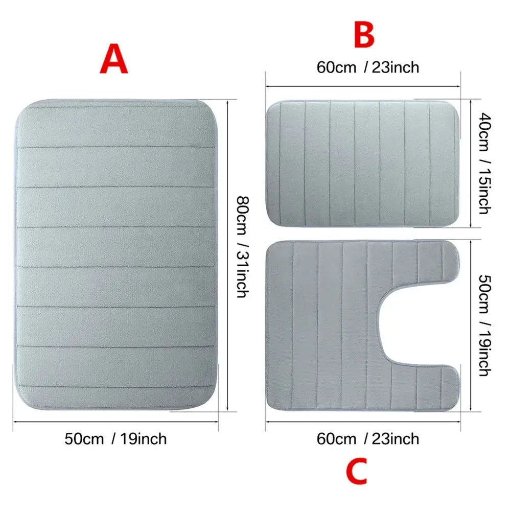 1/2/3pc Set Memory Foam Bath Mat Bathroom Anti-skid Carpet Quick Water Absorption Machine Washable Soft Comfortable Floor Rug from PriceLows™