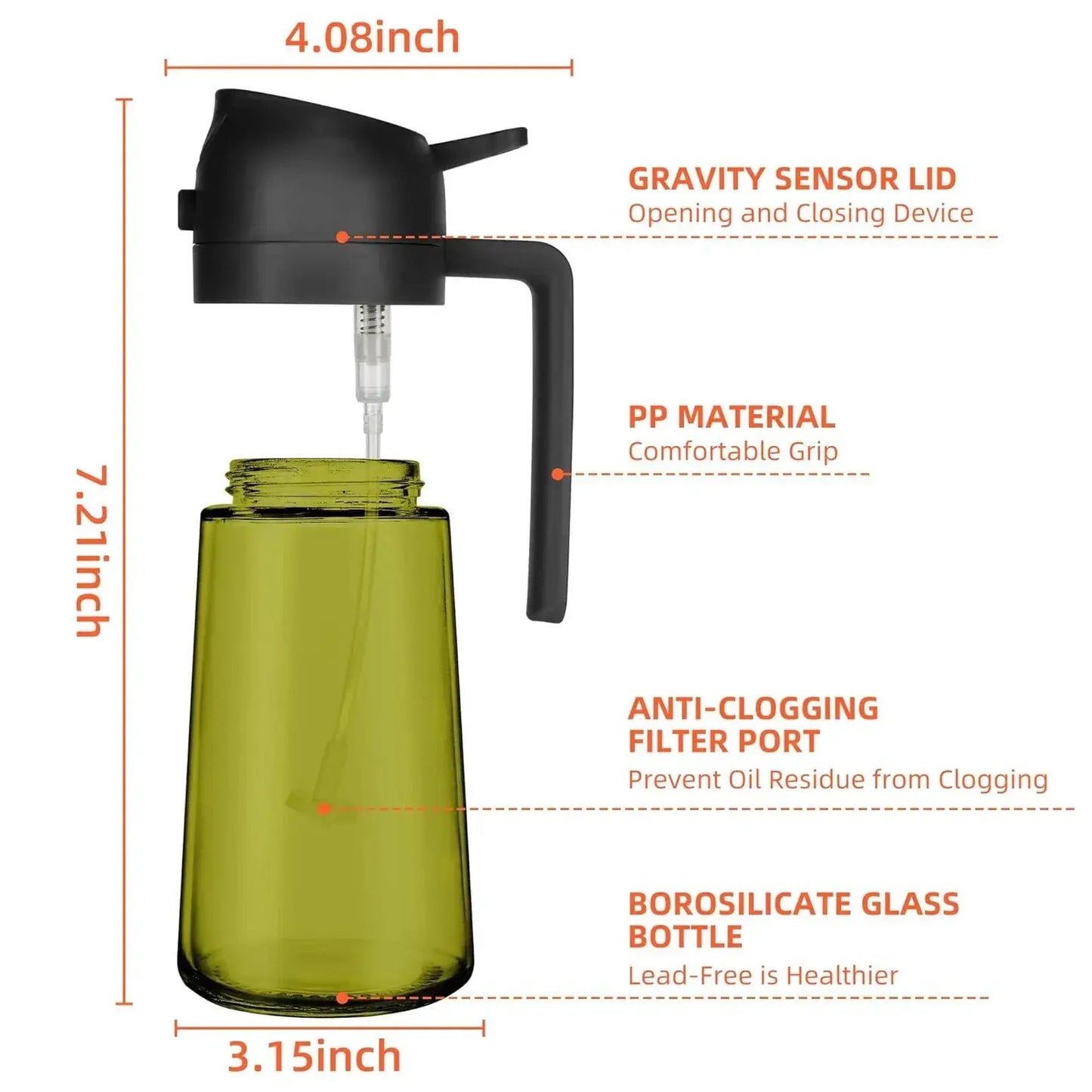 Oil Sprayer | Dark Glass Bottle For Olive Oil | 2 In 1 Function | One Size