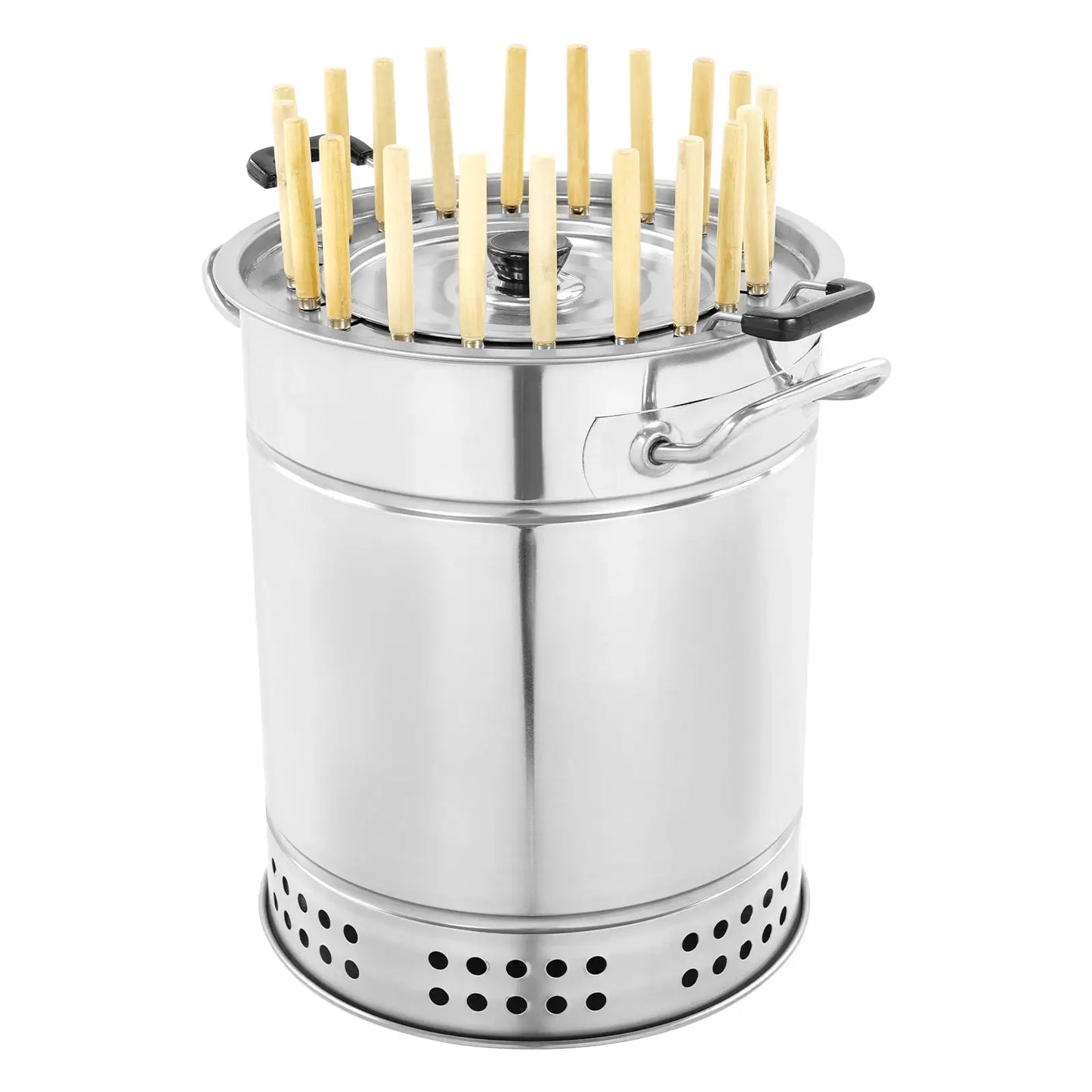 13*15in Silver Portable BBQ Charcoal Grill, Barbecue Grill, Stainless Steel Charcoal Grill with 20 Skewers for Picnics, Camping from PriceLows™