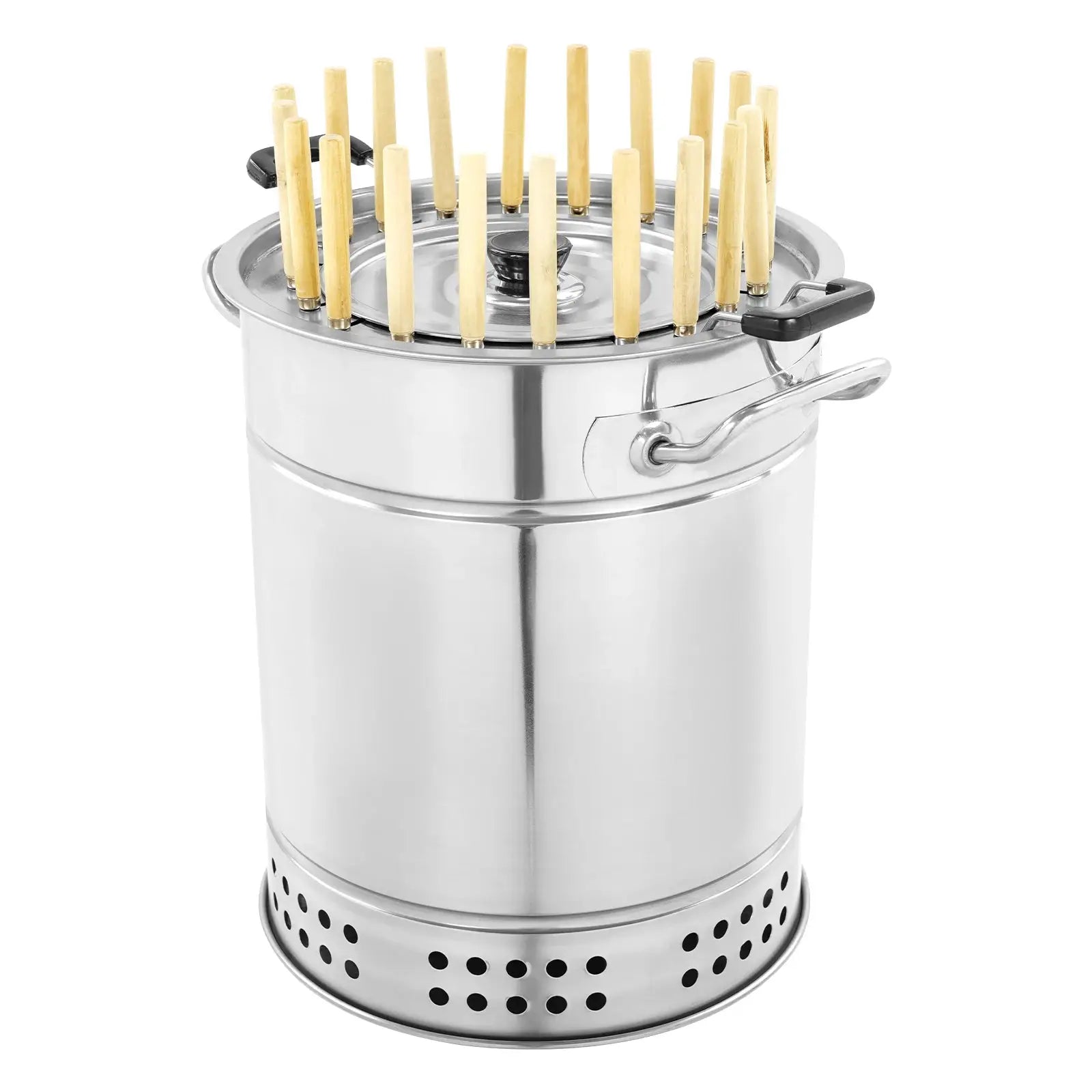 13*15in Silver Portable BBQ Charcoal Grill, Barbecue Grill, Stainless Steel Charcoal Grill with 20 Skewers for Picnics, Camping from PriceLows™