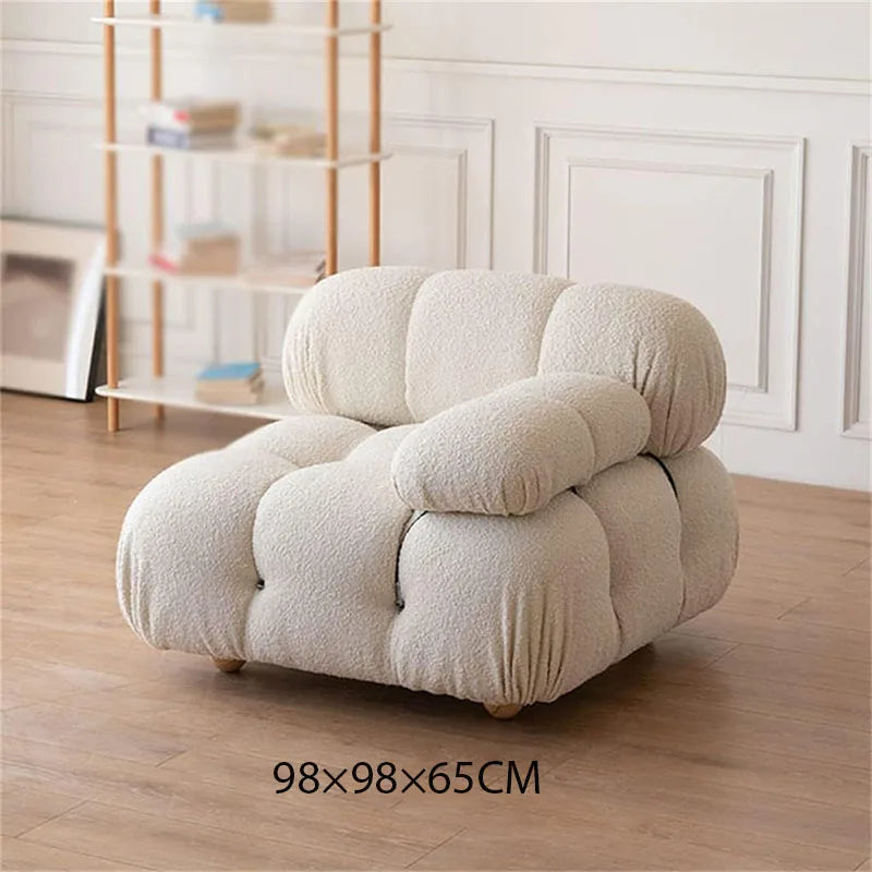 Sectional Sofa | Nordic Design White Fabric | Modular L-Shaped | With Armrests